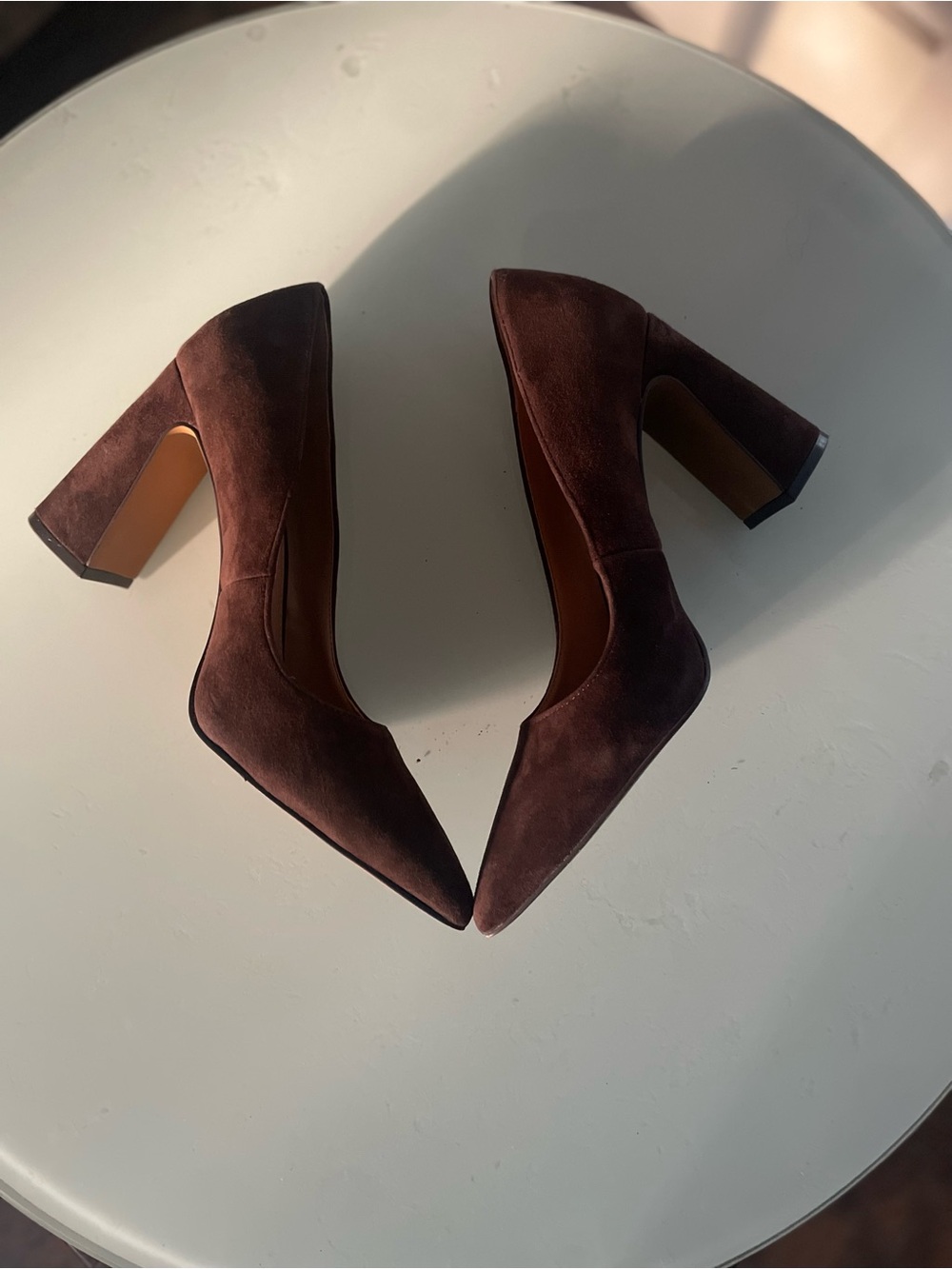 Vince Camuto Pointed Toe Suede Pumps in Brown - Picture 3 of 4